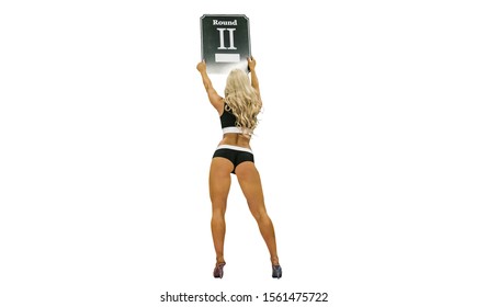 Boxing Ring Girl Carrying Sign That Displays Number Of Upcoming Round