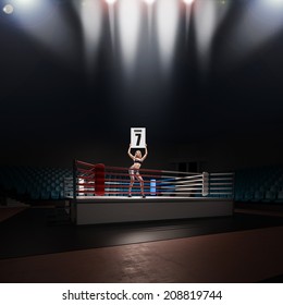 Boxing Ring Girl Holding A Board. High Resolution