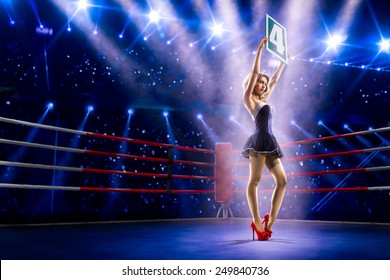 Boxing Ring Girl  Is Holding The Number 4