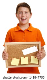 Boy with advertisement table