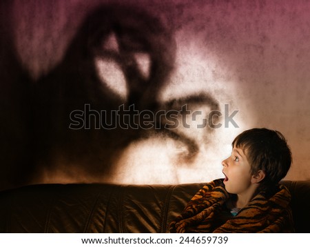 The boy is afraid of ghosts at night