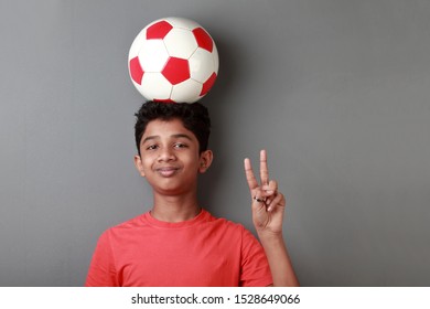 Boy Balancing Soccer Ball On His Stock Photo 1528649093 