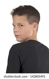 Boy Beauty Looking Back With White Background