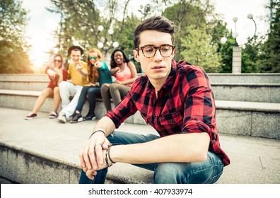 Boy Being Bullied In School - Young Students Making Fun Of A Young Boy At High School