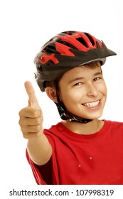 Boy Bike Helmet On White