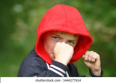 Boy Black Hoodie Red Hood Shot Stock Photo (Edit Now) 1446177614