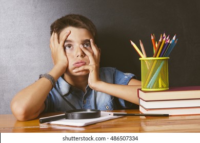 Boy With Bored Expression At School