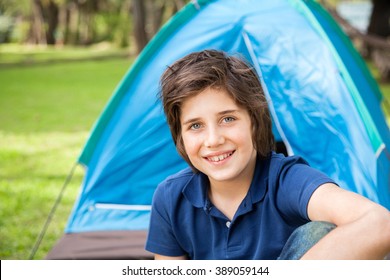 Boy Camping In Park