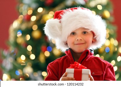 boy with Christmas gift