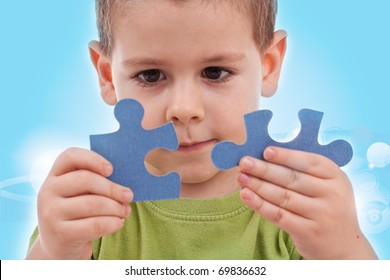 Boy connect puzzles - blue background
