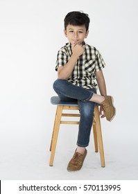 Boy Cool Pose Gesture Sitting Chair