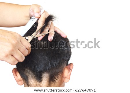 Boy Cut His Hair By Hair Stock Photo Edit Now 627649091