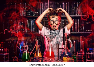 A boy doing experiments in the laboratory. Explosion in the laboratory. Science and education. - Powered by Shutterstock