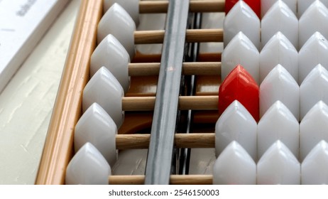 boy doing mental arithmetic on abacus or abacus