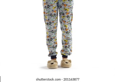 Boy Dressed In Pajama Isolated On White. Horizontal