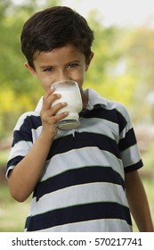 Boy Drinking Glass Of Milk