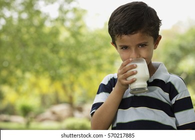 Boy Drinking Glass Of Milk