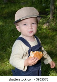 Boy Eating Healthy Roll