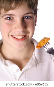 Boy Eating Homemade Ravioli