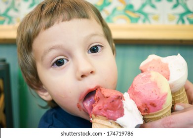 Boy Eating Too Much Ice-cream