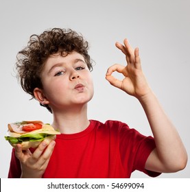 Boy Eating Sandwich