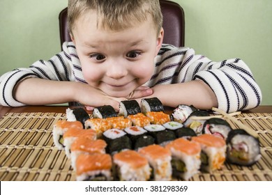 Boy Eating Sushi