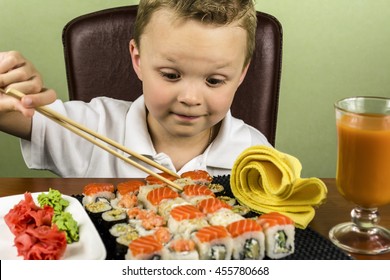 Boy Eating Sushi