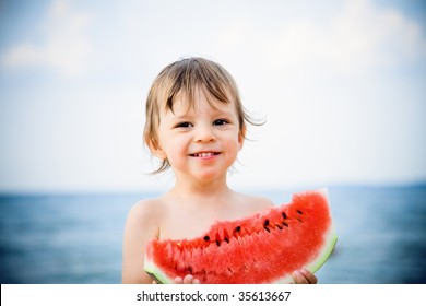 Boy Eating Watermelon