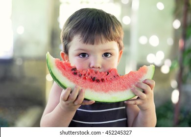 Boy Eating Watermelon