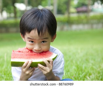 Boy Eating Watermelon