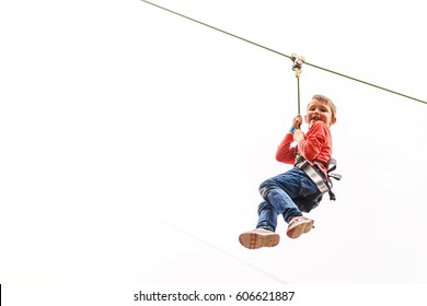 Boy At English Zip Wire Park, London