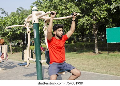 Boy Exercise In Park