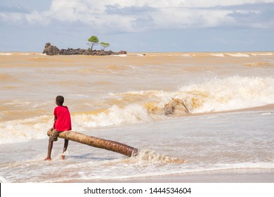 A Boy From The Fishing Village Of Axim Who, In His Spare Time, Enjoys The Sea In Ghana And Shows The Possetive Side Of West Africa. Picture Taken In Axim Ghana 2018 November 1.