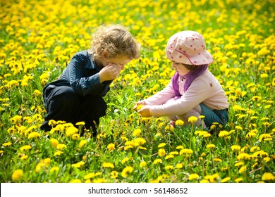 boy and girl in flowers