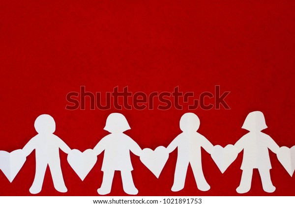 Boy Girl Paper Doll Chain Hearts Stock Photo 1021891753 | Shutterstock