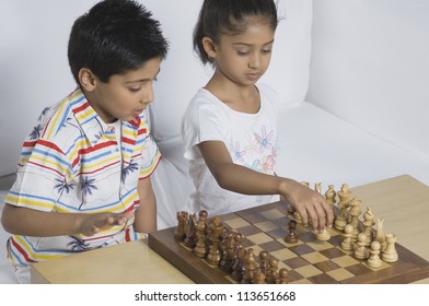 Boy Girl Playing Chess Stock Photo 113651668 