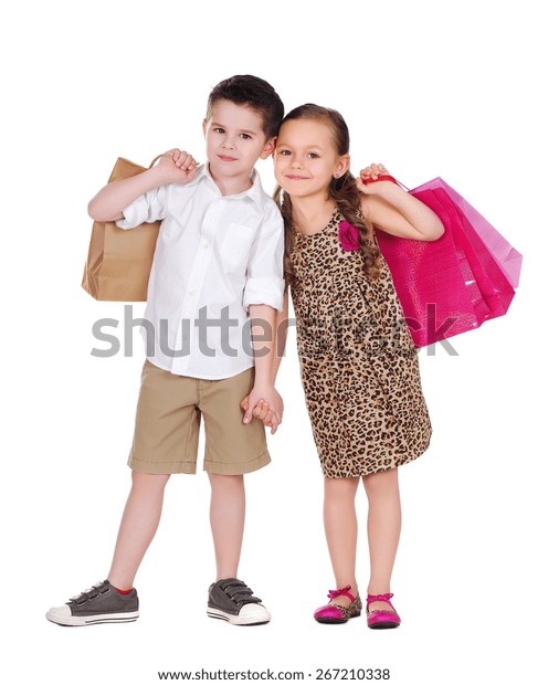 boy and girl shopping
