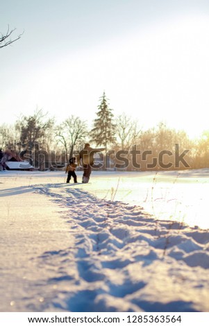 Similar – iridescent pond Winter