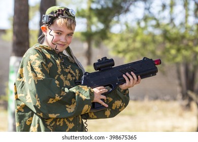 Boy With A Gun Playing Laser Tag