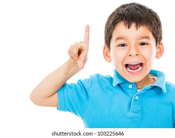 Boy having a good idea - isolated over a white background