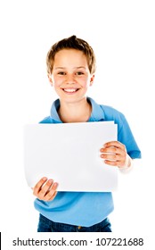 Boy Holding Empty Sheet Of Paper