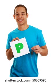 Boy Holding P Plate And Car Key