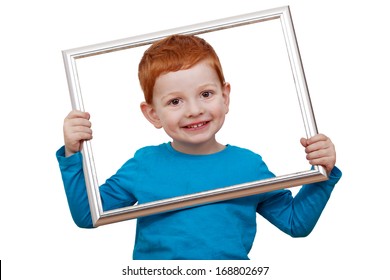 Boy Holding Picture Frame