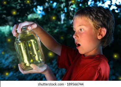 Boy With A Jar Of Fireflies