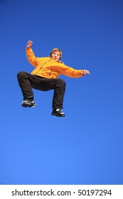 boy jumping in the air