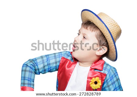 Similar – funny child with clown nose on blue background