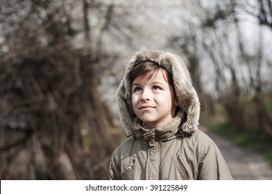 boy looking up