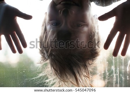 Similar – Image, Stock Photo neck over head Young woman