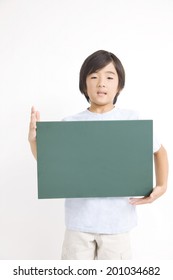 Boy with a message board