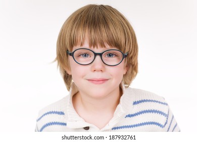 Boy model wearing glasses and smiling